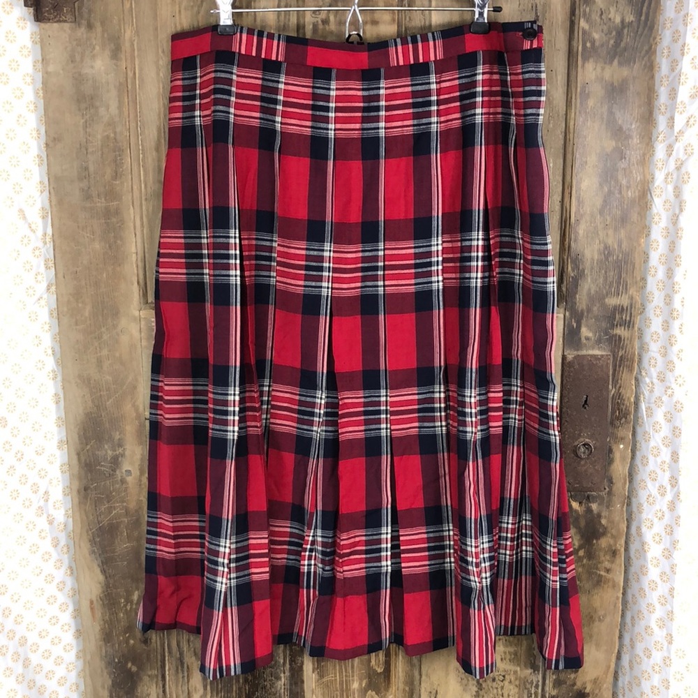 Vintage Pendleton wool plaid tartan pleated midi skirt, 20 XL